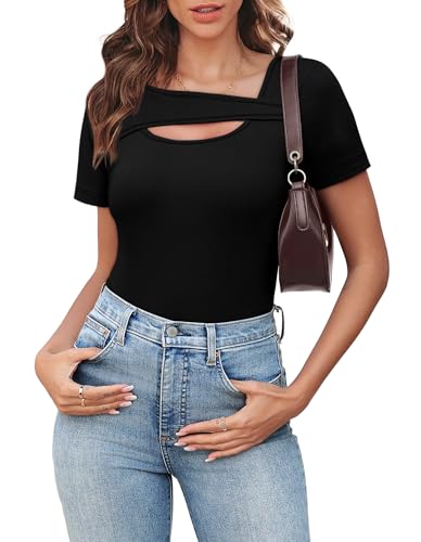 XIEERDUO Womens Summer Tops Short Sleeve Shirts for Women Sexy Tops Y2K Shirts One Piece Cutout Tops3