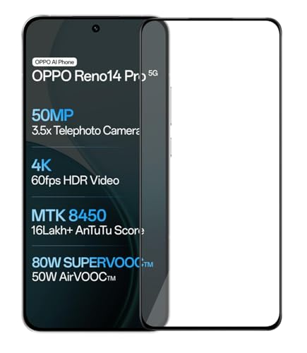 Image of HD Tempered Glass Screen Protector Compatible for Oppo Reno 14 Pro 5G with Edge to Edge coverage and Easy Installation kit