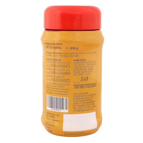 Image of Amazon Brand - Vedaka Cow Ghee | 1 L Jar | Rich Aroma