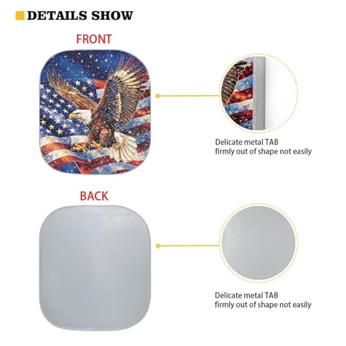 Image of Patriotic Eagle Car Windshield Sun Shade Foldable 2pcsWindshield Sunshade Car Front Window Sunshade Universal Vehicle Interior Accessories Fit for Most Cars, 28.5 inchx25.5 inch