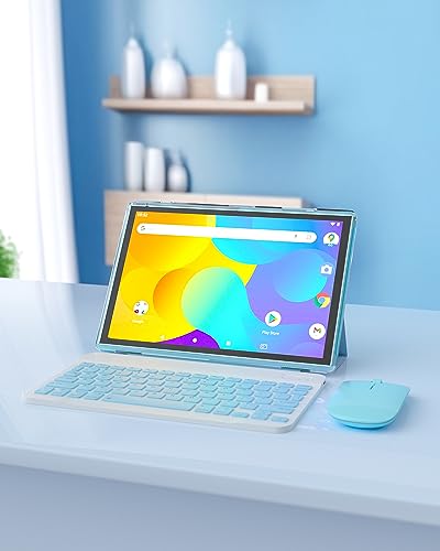 Image of Android Tablet 2 in 1 with Keyboard Case Mouse Stylus, 10 inch Tablet Android 15 Tablets PC, 8GB RAM+32GB ROM Support 1TB Expandable, 6000mAh Battery 10.1 inch Tableta 2MP+8MP Dual Camera WiFi-6 Tablets