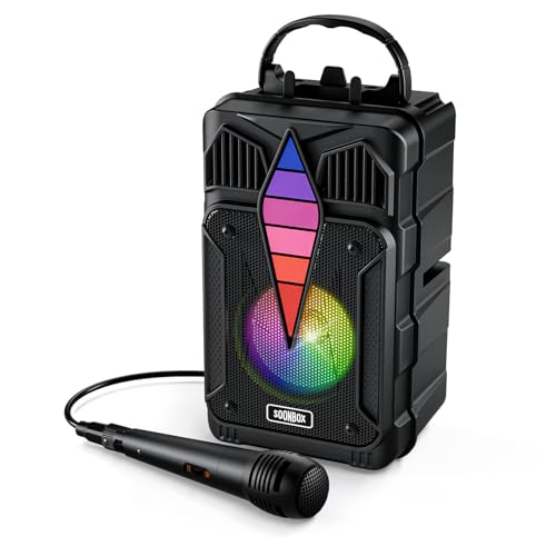Dnil Portable Speaker with Voice Control, RGB Multi-Color Rhythm Light,