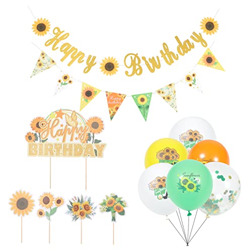 YARNOW 1 Set Decorazioni Compleanno Tema Girasole Palloncini Bandiere e Pendente per Compleanno e Decorazioni Festive