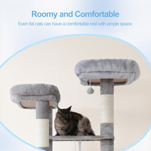 Torre para gatos Hey-brother de 80.7 pulgadas color gris claro miniatura 6