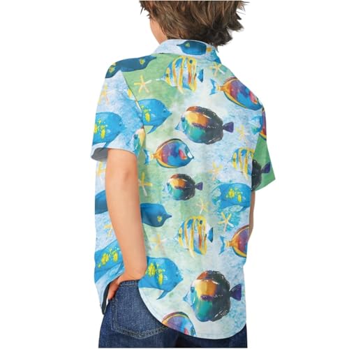 Kids Hawaiian Shirt Short Sleeve Casual Button Down Beach Aloha Shirt for Kids in 3t to 16 Years4