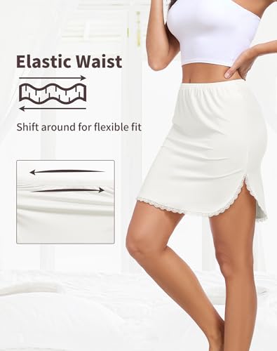 Image of Half Slips for Women Underskirt Short Mini Skirt with Floral Lace Trim