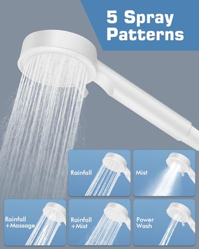 Elethor AAELSH0102 Rv Shower Head And Hose Set, 5 Spray Modes Handheld Shower Head, 1.5M/59Inch Pvc Hose With G1/2 Inch Universal Connector, Shower Head Holder For Rv, Travel Trailer And Camper thumb #1