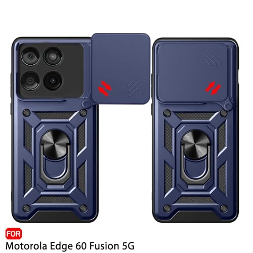 Image of Luxe Back Cover for Motorola Edge 60 5G / Motorola Edge 60 Fusion 5G | D10 Tough Armor Case | Sliding Camera Shield | 360 Protection | Kickstand Ring Holder | Military-Grade Shockproof Bumper Case