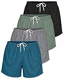4 Pack: Womens Active Athletic Performance Mesh Shorts with Pockets (Available in Plus Size)- Set 4, 2X