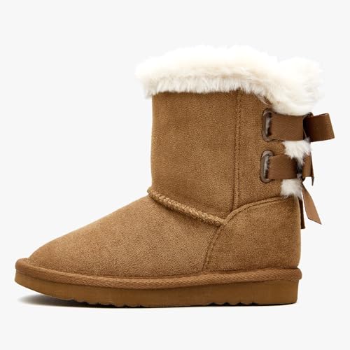 EasyStar Kids' Classic Bow-Tie Warm Fur Mid-Calf Snow Boots for Girls and Boys3