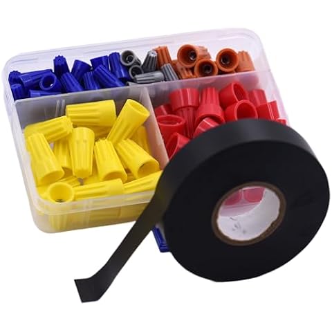 Twist Electrical Wire Nut Connectors (97 Pcs) + Extra Long Roll of Electrical Tape (1) Cover