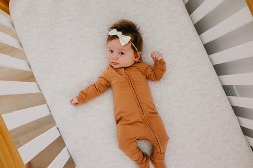Image of Copper Pearl Zip-Up Footie Baby Pajamas - Soft Newborn Onesies for Boys & Girls, Tag-Free with Two-Way Zipper Baby Sleepers for Newborn - 24 Months, Pecan