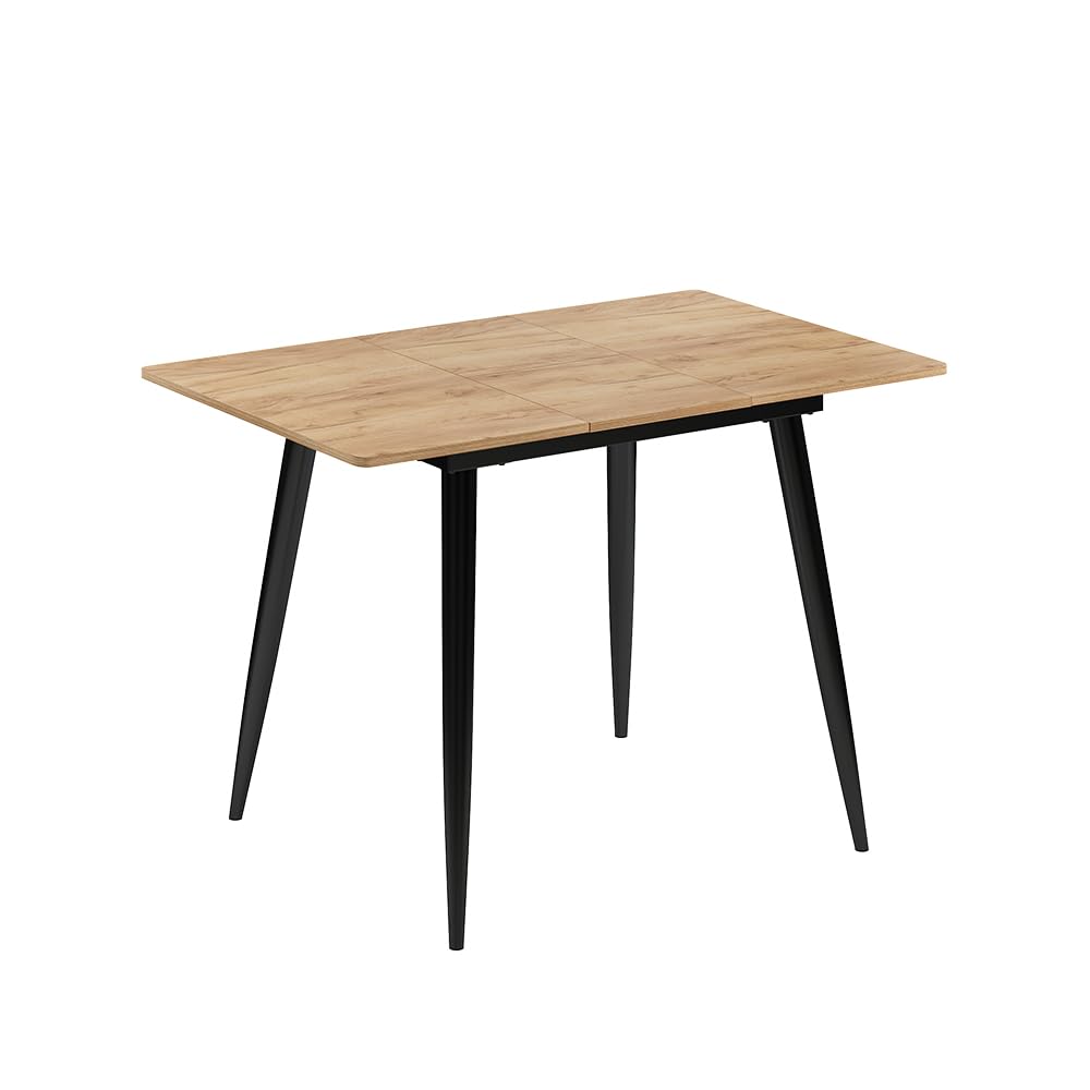Vicco Tavolo da pranzo Beaver, Rovere Goldkraft/nero, 80 x 70 cm Estensibile, per un utilizzo flessibile come tavolo da pranzo o da lavoro