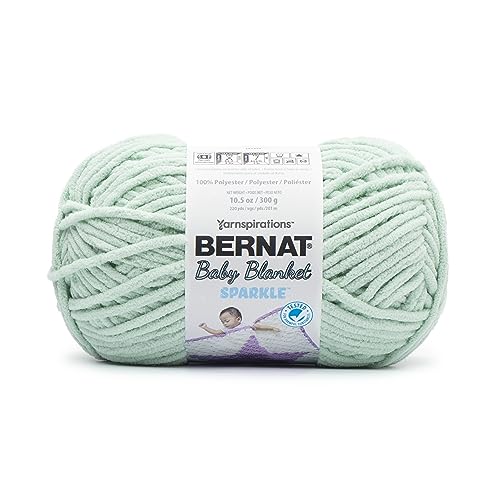 Image of Bernat Baby Blanket Sparkle Seafoam Yarn - 1 Pack of 10.5oz /300g - Polyester - #6 Super Bulky - 220 Yards - Knitting & Crochet