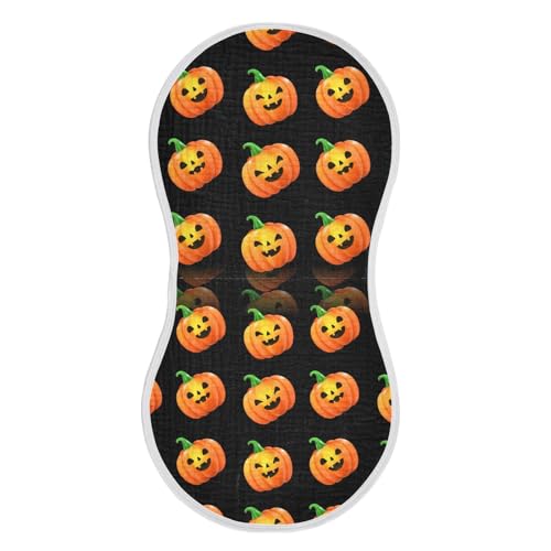 Muslin Burp Cloth for Baby 2PCS Halloween Pumpkins Black Super Absorbent Burping Cloths, Bibs for Newborn Boys Girls2