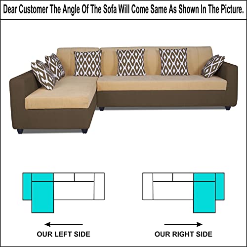 Image of Adorn India Rio Highback L Shape 6 Seater Sofa Set (Left Hand Side) (Brown & Beige) (3 Year Warranty)