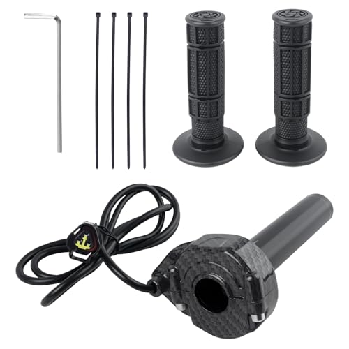 Image of Surron Throttle Grip Carbon Fiber Look Throttle Grip Cover Set, Quick Twister with Cable, Compatible with 7 /8-inch Electric Dirt Bike Sur-Ron /Surron /Light Bee /Sur Ron S /Surron X /X160 /X260