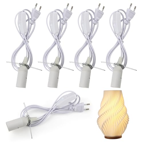 Vaskula 5 Stücke Kabel mit Schalter für Salzlampe Lampenfassung E14 1 8m Fassung E14 Zwei Flach Stecker Ein Aus Schalter Kabel Weiß Salzlampe Glühbirne für Wohnbereiche Wie Wohnzimmer Schlafzimmer