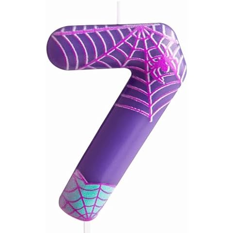 Purple Spider 7th Birthday Candles Spider Themed Number 7 Candle Cake Topper Spider Cartoon Birthday Cake Decorations for Boys Girls Kids Party Supplies Cover