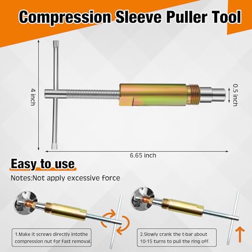 Image of 4 Pcs Angle Stop Wrench Kit Plumbing Tool, Olive Ring Removal Tool with Diameter of 1 /2 inch, 3 /4 inch, Compression Sleeve Puller for 1 /2 inch Compression Fitting, Install Angle Stop Nut(Olive,Black)