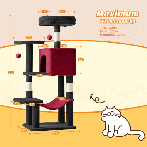 Torre para gatos 44" con rascador y hamaca miniatura 2