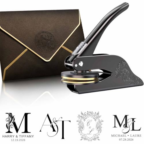 Custom Embosser Wedding - Wedding Embosser Stamp for Card Napkin Invitation and Envelope Personalized Stamp with Name Date Initials Monogram and Your own Logo Unique Engagement Gift