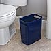 iDesign Una Rectangular Trash Can with Handles, Waste Basket Garbage Can for Bathroom, Bedroom, Home Office, Dorm, College, 12-Inch, Navy Blue