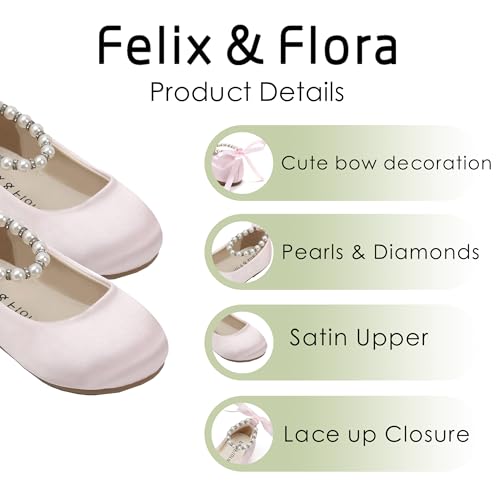 Image of Felix & Flora Girls Toddler Little Ballet Shoes - Flower Girls Mary Jane Flats Dress Shoes Party Wedding