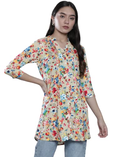 Image of One femme Women's Pleated Printed Tunic Shirt