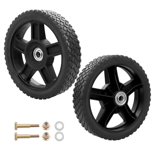 8 Inch Lawn Mower Wheels 2 Pack 0.5 Axle Bore Wheels with 1.73 Bolts & Nuts kits Fits Most Standard Push Lawn Mowers Garden Trucks Garden Carts Generator Hand Trucks (81.75)