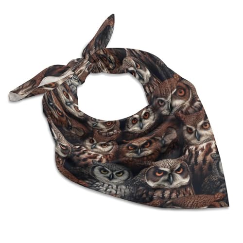 OBLUE Owls Silk Scarf Multifunctional Square Hair Scarfs Women Fashion Neck Scarves Wristband