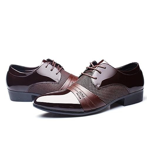 Men's 2024 Dress Shoes Patent Leather Shoes Soft Sole Breathable Mesh Business Casual Oxford4