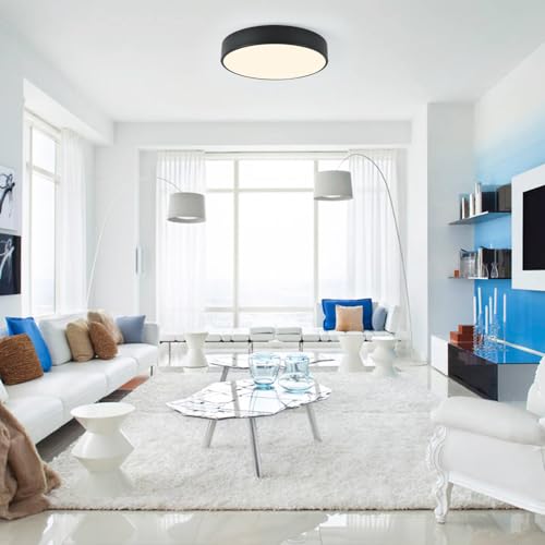 Image of 3-Light Modern Black Flush Mount Ceiling Light 15.8 Inch