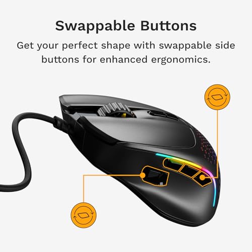 Image of GLORIOUS Gaming Model I 2 Wired Gaming Mouse: 9 Programmable Buttons (2 Swappable), 66g Superlight, 26k Optical Sensor, 80M Click Rated Switches, MMO /MOBA /FPS, Side Thumb Rest (Black)