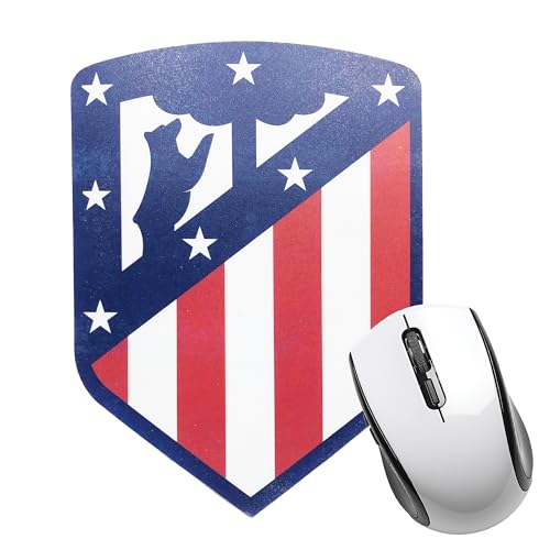 Atlético de Madrid - Alfombrilla para Ratón - Forma y Colores del Escudo del Club - Base de Goma Antideslizante - Revestimiento Impermeable - Producto Oficial del Equipo