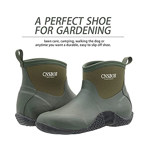 Cnsbor Men's Waterproof Garden Shoes Comfort Outdoor Ankle Rain Work Shoes For Gardening Camping And Yard Work, Green Size 9 #TOP2