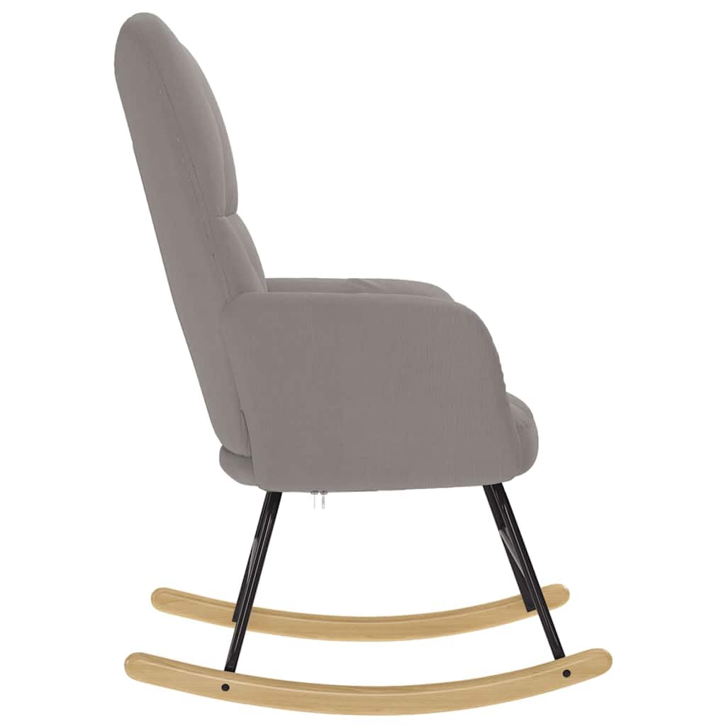 Mecedora de Tela Gris Taupe con Estructura de Madera y Metal