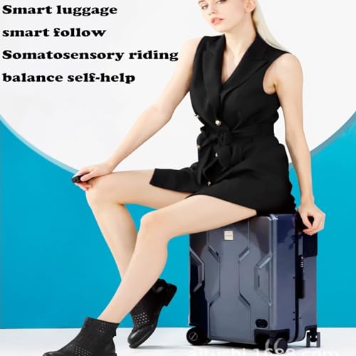 Electric Suitcase That Follows You, Smart Fingerprint Unlock Riding Trolley Case with Mobile Charging, Hardside Luggage Auto Follow, APP Control (C)4