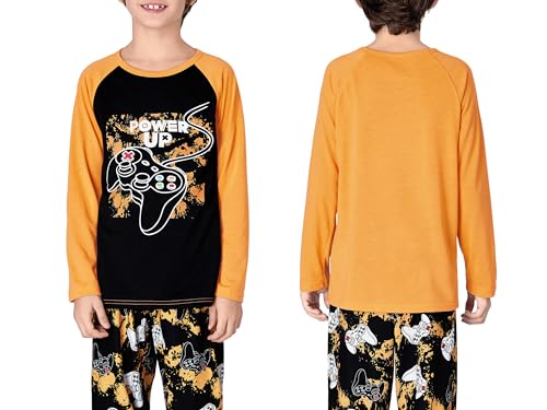 Image of Tebbis Boys Comfy Trendy Print Long Sleeve & Pants Pajama Set Sizes 6-18