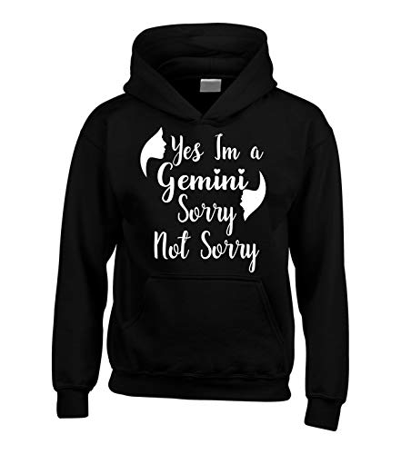 Sweat à capuche Gemini ado noir vêtement astrologie unisexe