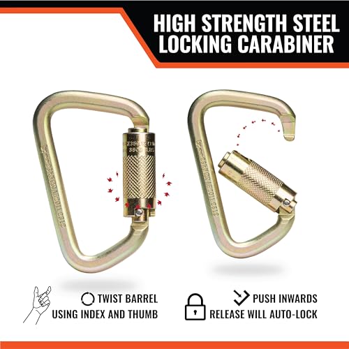 Image of Malta Dynamics Fall Protection Carabiner Clip, High Strength Professional Grade, OSHA /ANSI Compliant