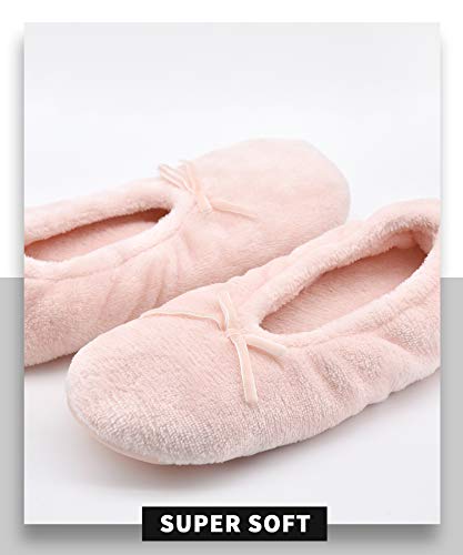 Image of Panda Bros 2 Pairs Women's Ballerina House Slippers, Anti-Skid Comfy Warm Ballet Style Slippers