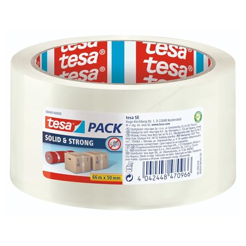 tesapack SOLID & STRONG, 66M x 50MM TRANSPARANT , transparent