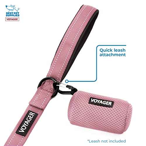 Image of Best Pet Supplies Dog Poop Bag Holder Leash Attachment, Color, Reusable Mesh Dispenser Pouch for Travel, Walking, Park, and Outdoor Use, Soft and Durable with Clip-On - Pink, (DS01-PKW)