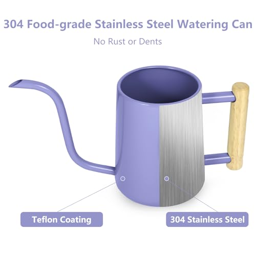 Watering Can Indoor Plants, 35 oz/1000 ml Metal Stainless Steel Watering Can Pot with Long Spout for Indoor House Plants Bonsai Outdoor Garden Flower Decorative (Purple) by LTSUMI - Image 4