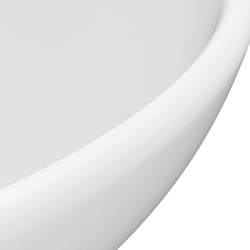 vidaXL Lavabo de Lujo Redondo Tocador Montado Encima Piedra Vasija Aseo Indoro Garaje Fácil de Limpiar de Cerámica Blanco Mate 32,5x14 cm