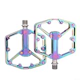 Pedales de bicicleta de montaña de aleación de aluminio con innovadora tecnología antideslizante y reflectante (colorido)