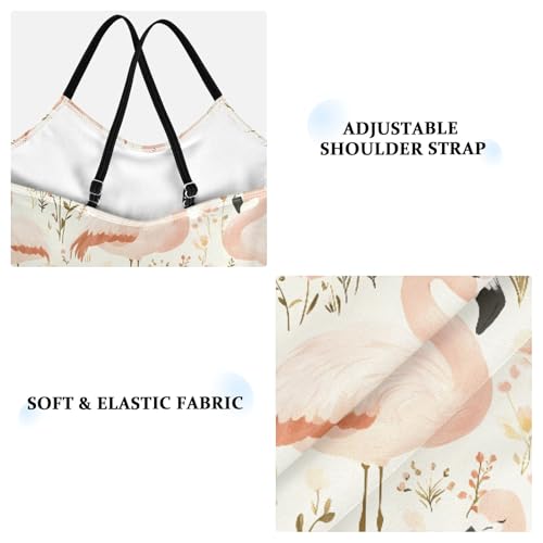 senya Girls Swimsuits One-Piece Swimwear Tie Bathing Suit Beach Summer Round Neck 7-8T Flamingo Flowers Pattern3