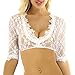 V Neck Dirndl Blouse Lace Transparent Shirt 3/4 Sleeve Patchwork Formal Fashion German Oktoberfest Bavarian Lingerie White