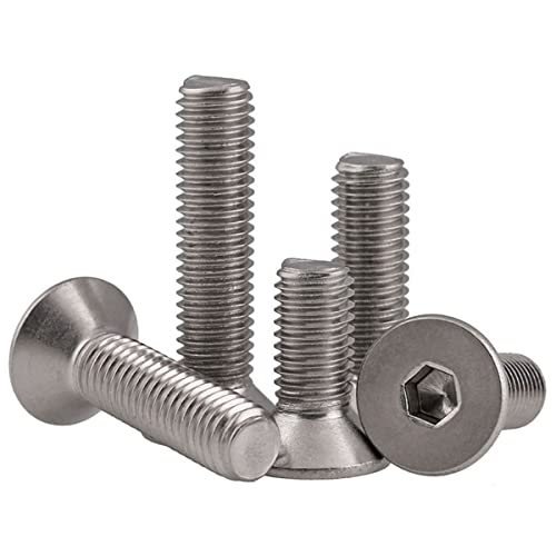 MACHSWON 100 PCS Hex Head Screw Bolts 10#-24 * 3/8 304 Stainless Steel American Hex Tap Bolts Countersunk Head Socket Thread Hexagon Screws